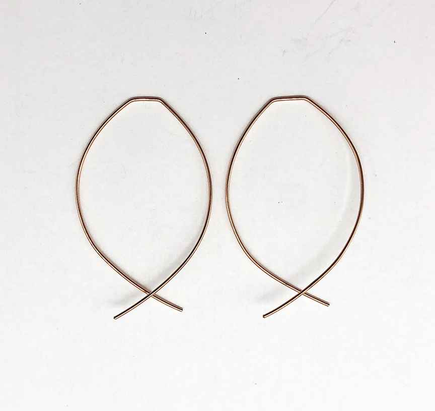 Cross Over Threader Earrings - Rose Gold