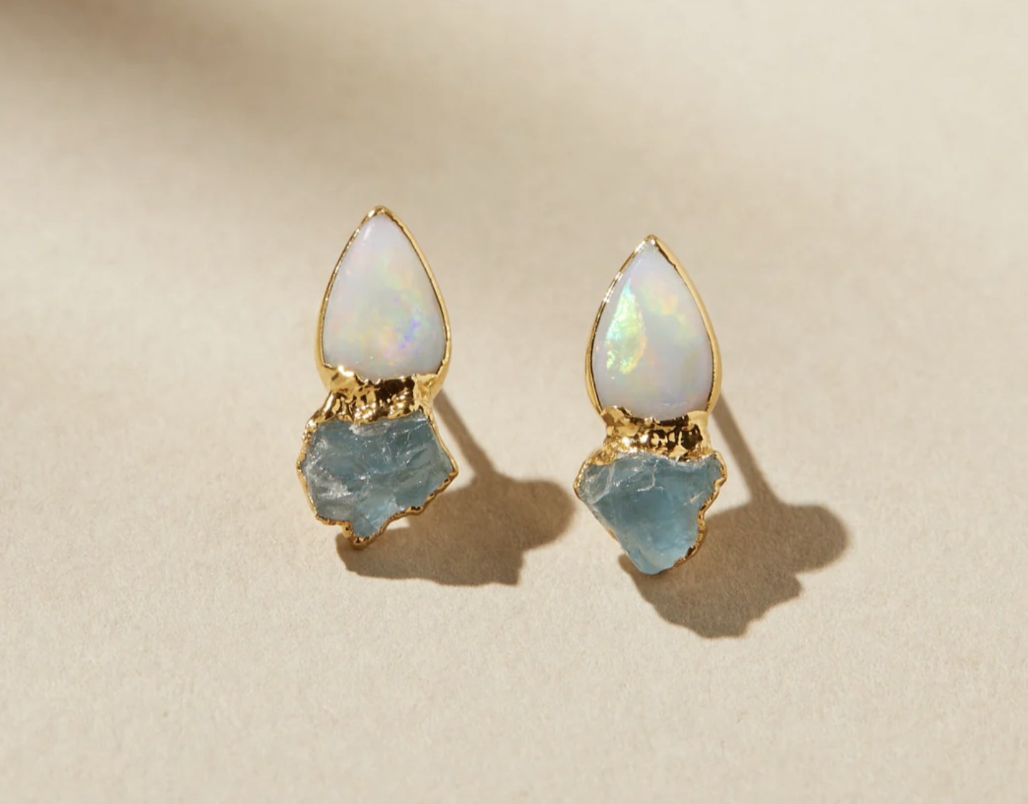 Image of Opal Aquamarine Studs by Dani Barbe