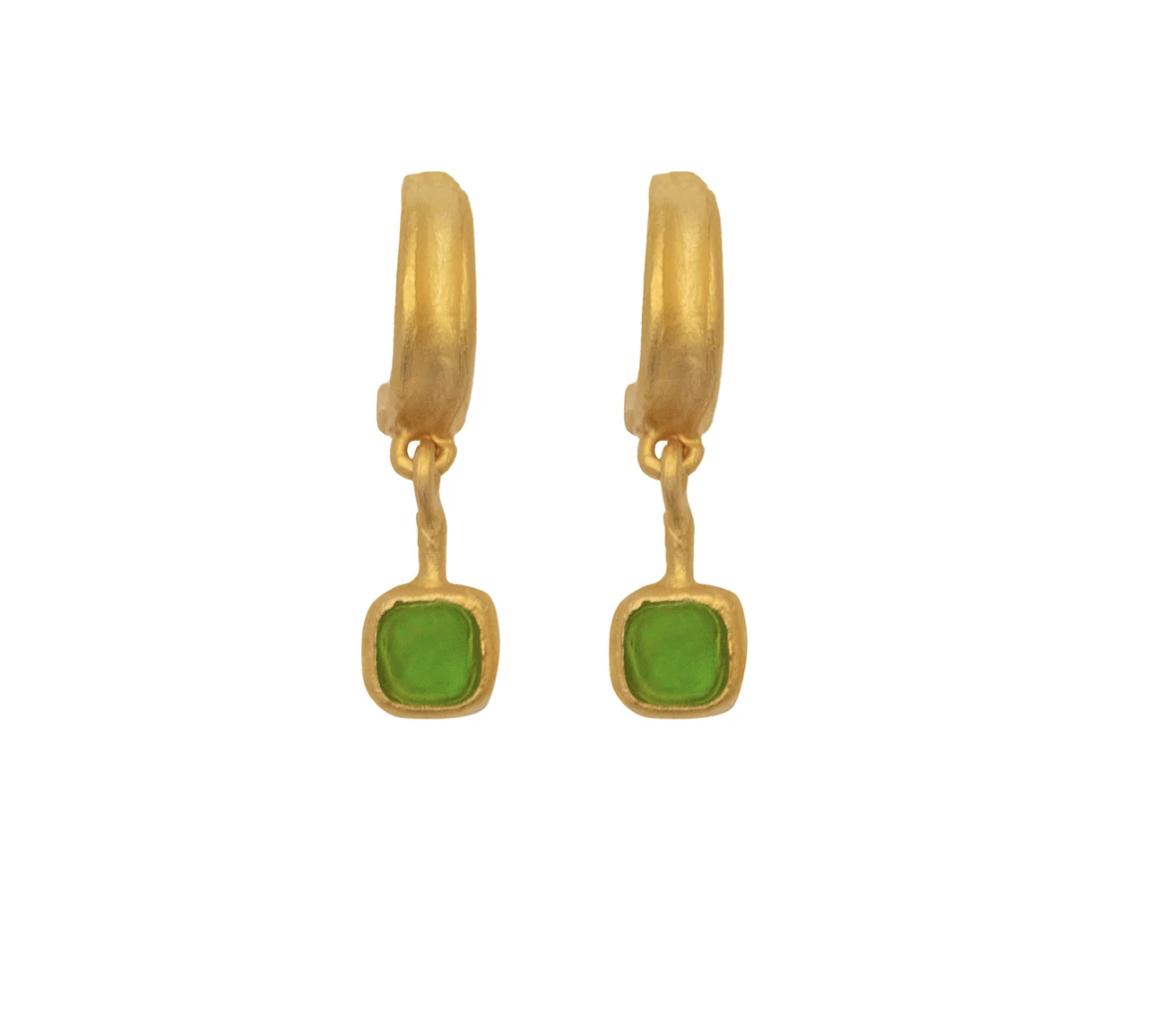 Image of Fragment Post Hoop Earrings in Green by Michael Vincent Michaud