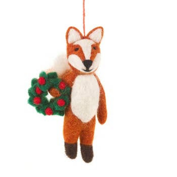 Finley the Festive Christmas Fox - Handmade Felt Ornament