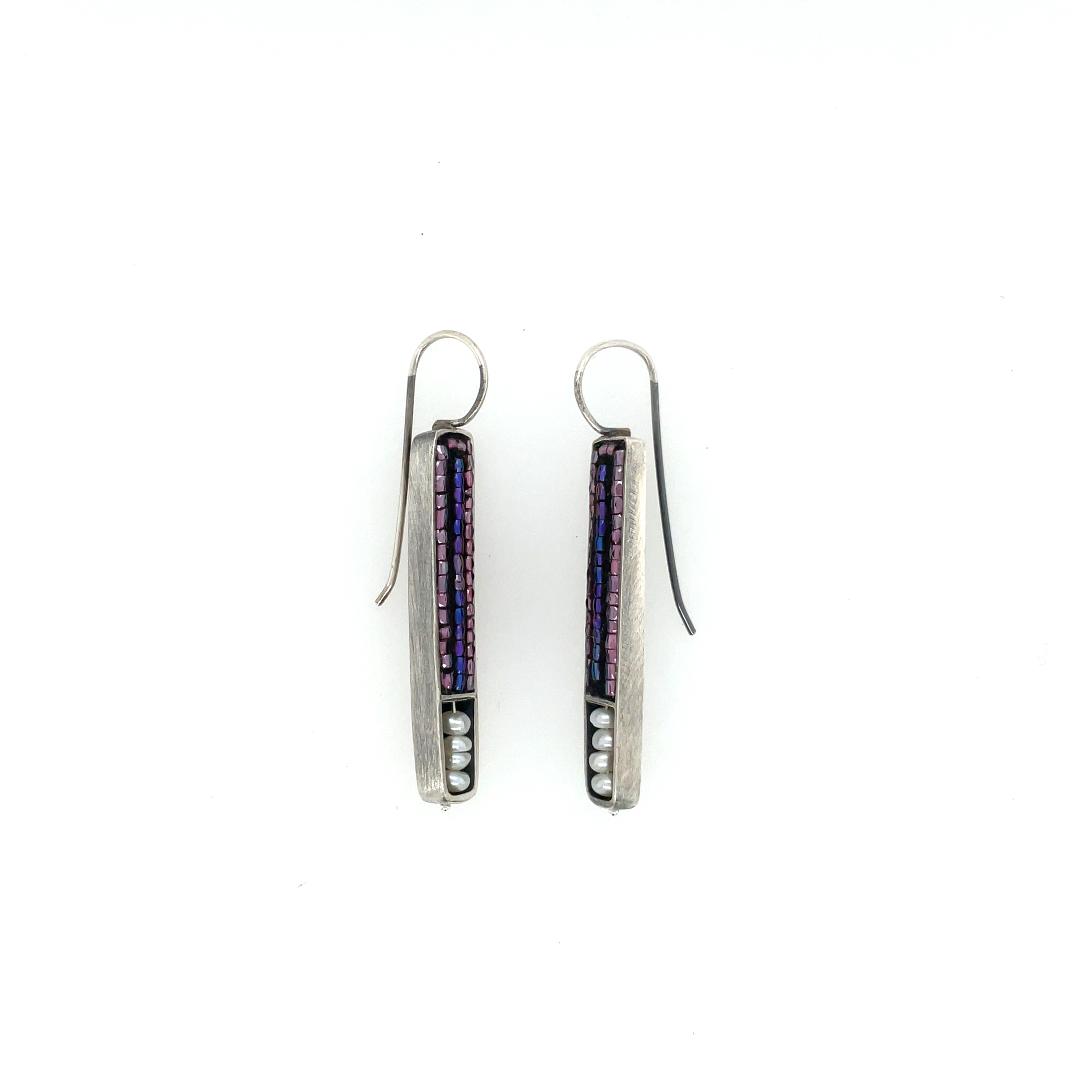 Long Rectangle Purple Earrings