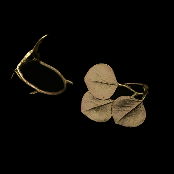 Round Leaf Eucalyptus Napkin Rings, Antique Bronze