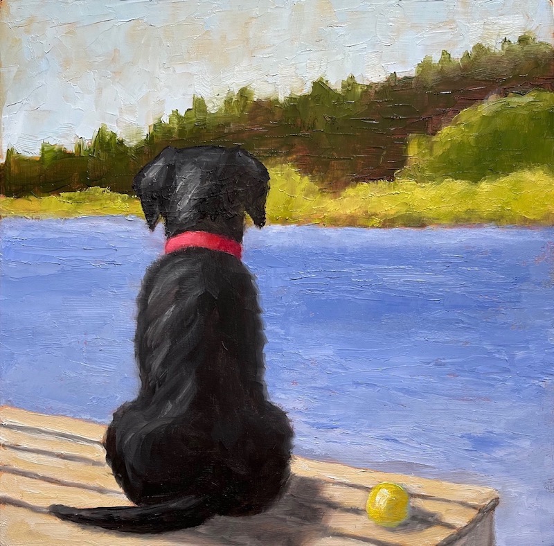 Image of Black Lab on the Dock by Pat Doherty