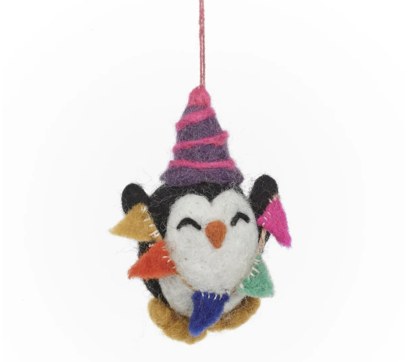 Image of Party Penguin - Handmade Felt Ornament by  Felt So Good