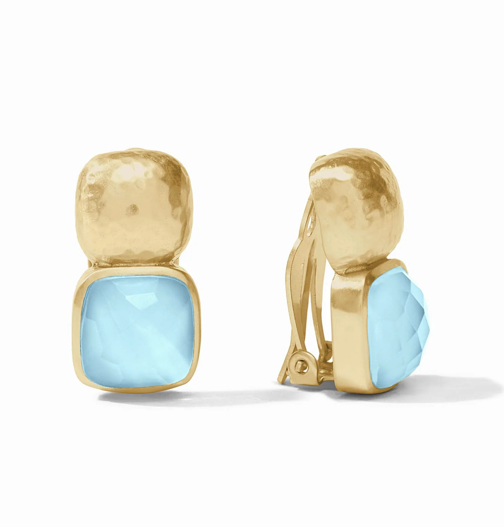 Image of Iridescent Capri Blue Catalina Clip Earrings by Julie Vos