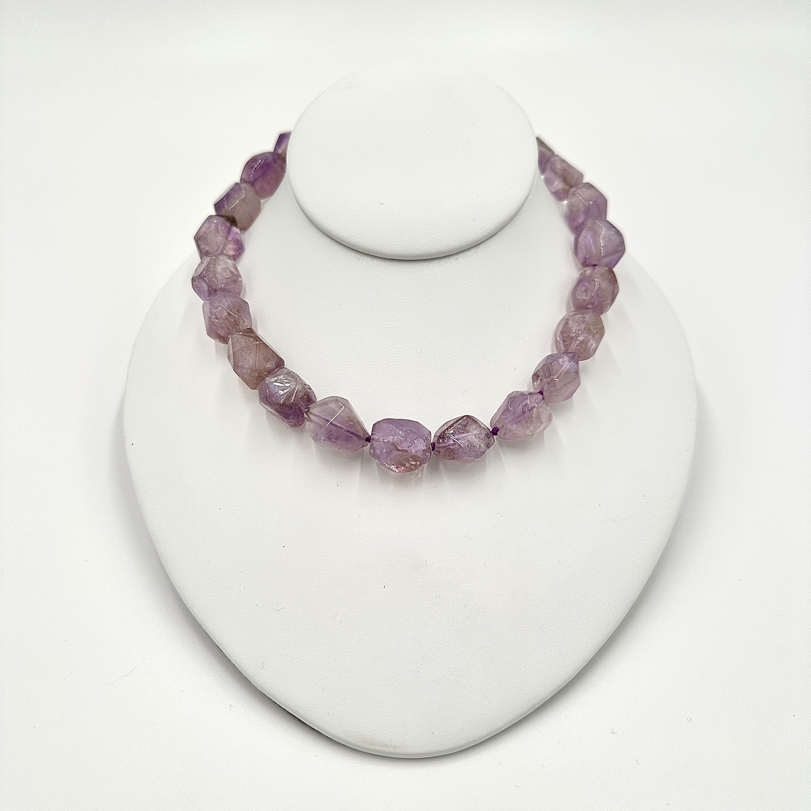 Image of Jumbo Hand Cut Barrel Shaped Faceted Amethyst Nuggets on Hand Cast Sterling Hooks by Marcia McDonough