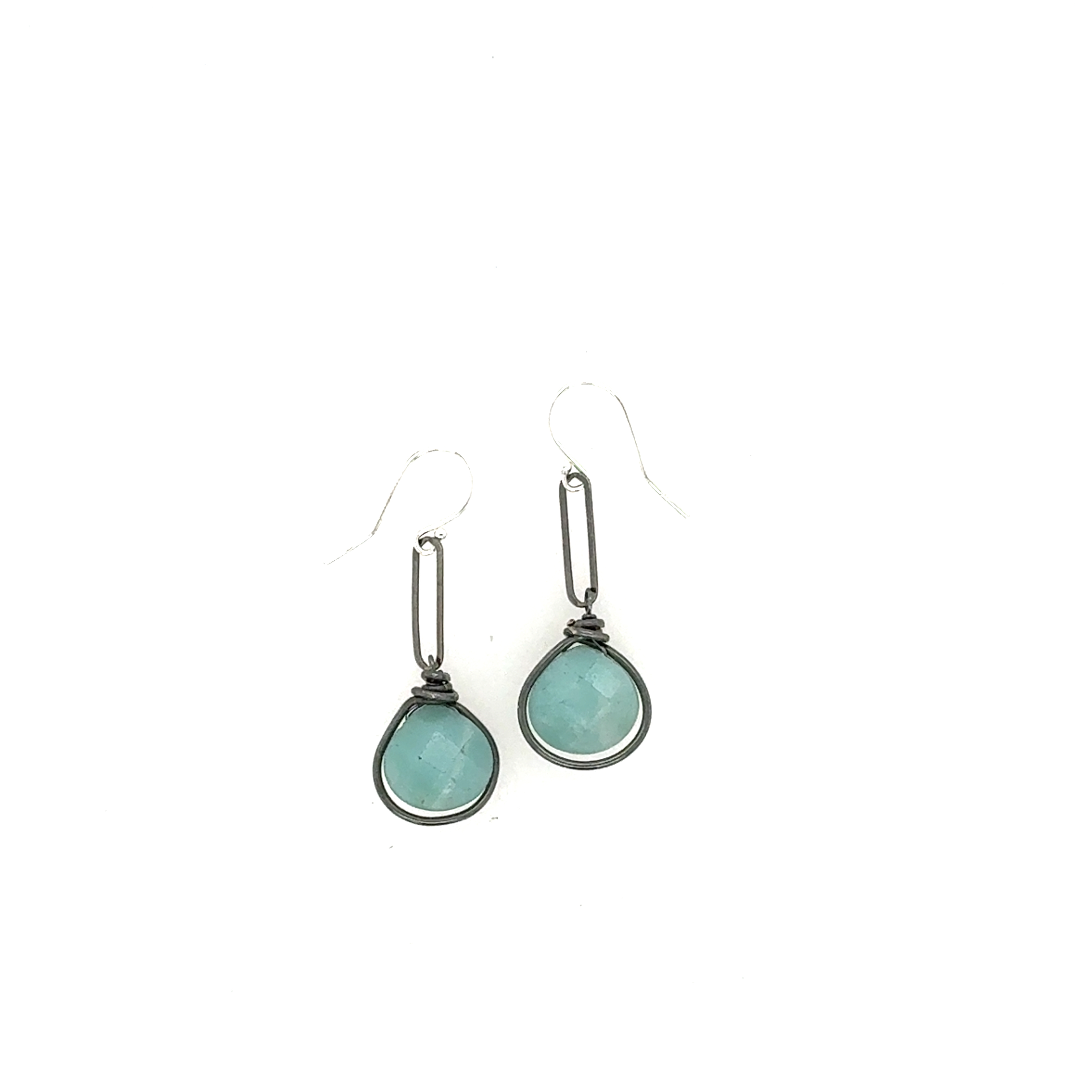 Image of Amazonite Oxidized Link Earrings - Trunk Show by  RACH B Jewelry