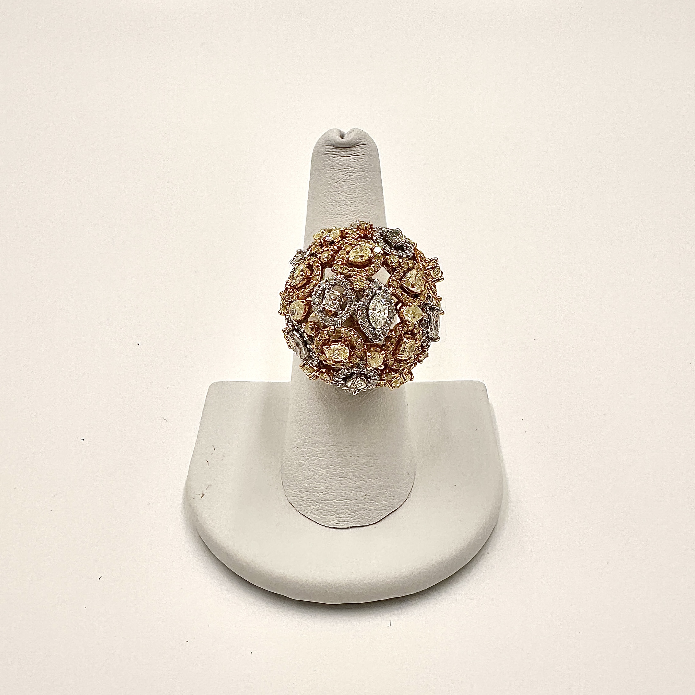 Image of 18 Karat Yellow Gold, White and Yellow Diamond Bombe Ring by Marcia McDonough