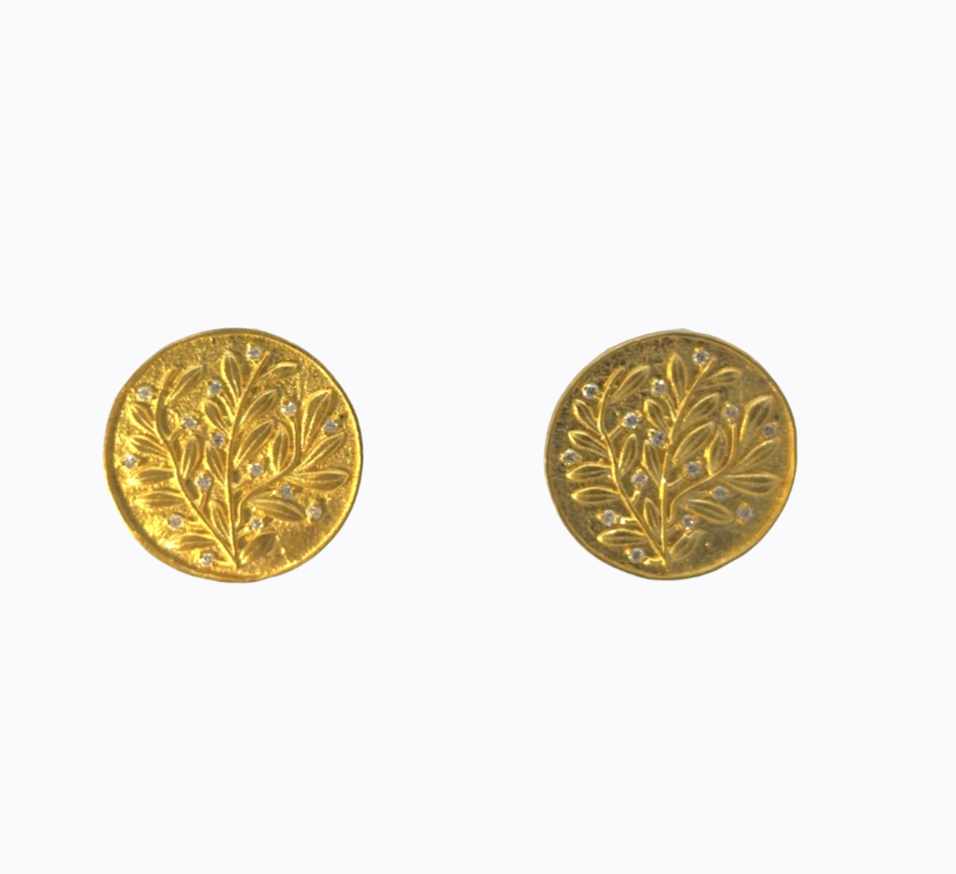 Image of Handmade 24 Karat Gold and Diamond Olive Abundance Earrings with Hidden Hooks by Marcia McDonough