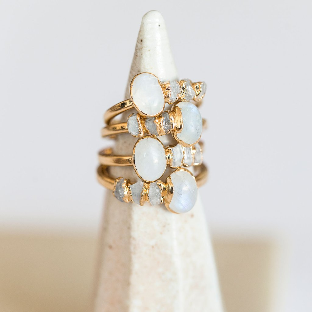 The Moonstone Ring Size 9 Gold