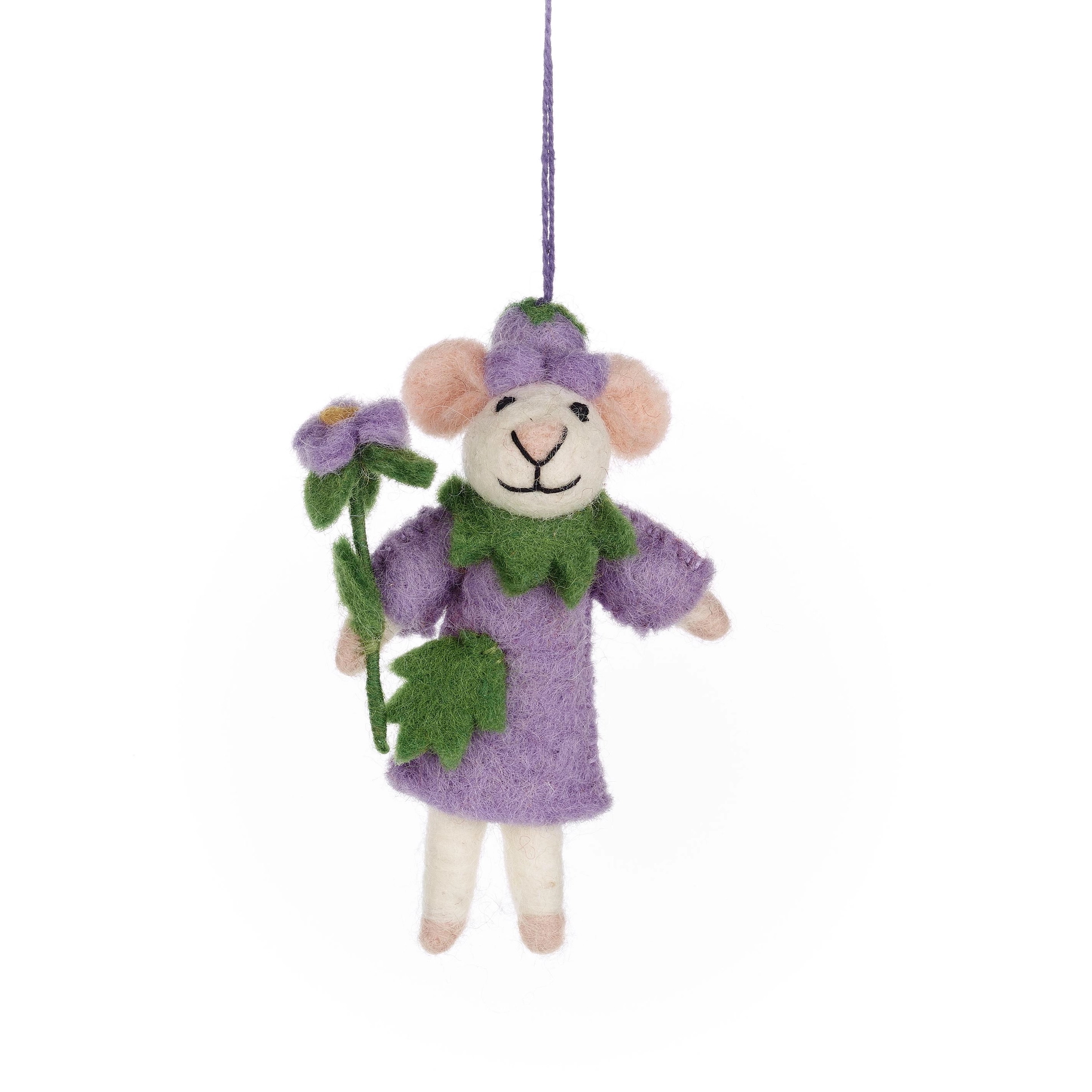 Image of Violet the Mouse - Handmade Felt Ornament by  Felt So Good