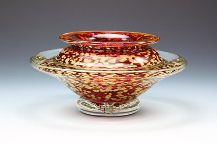 Small Ikebana Bowl in Transparent Ruby