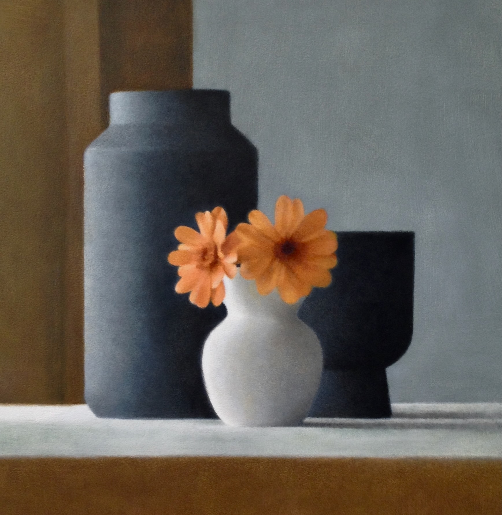 Image of Two Zinnias by Kristine Martineau Gellerman