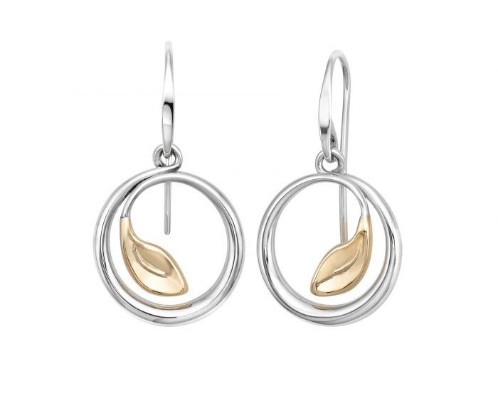 Be-Leaf Earrings Sterling Silver and 14k Gold