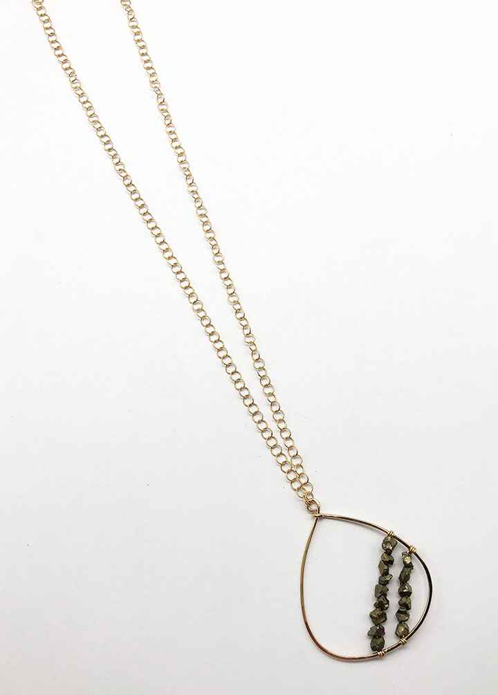 Pyrite Striped Pendant Necklace
