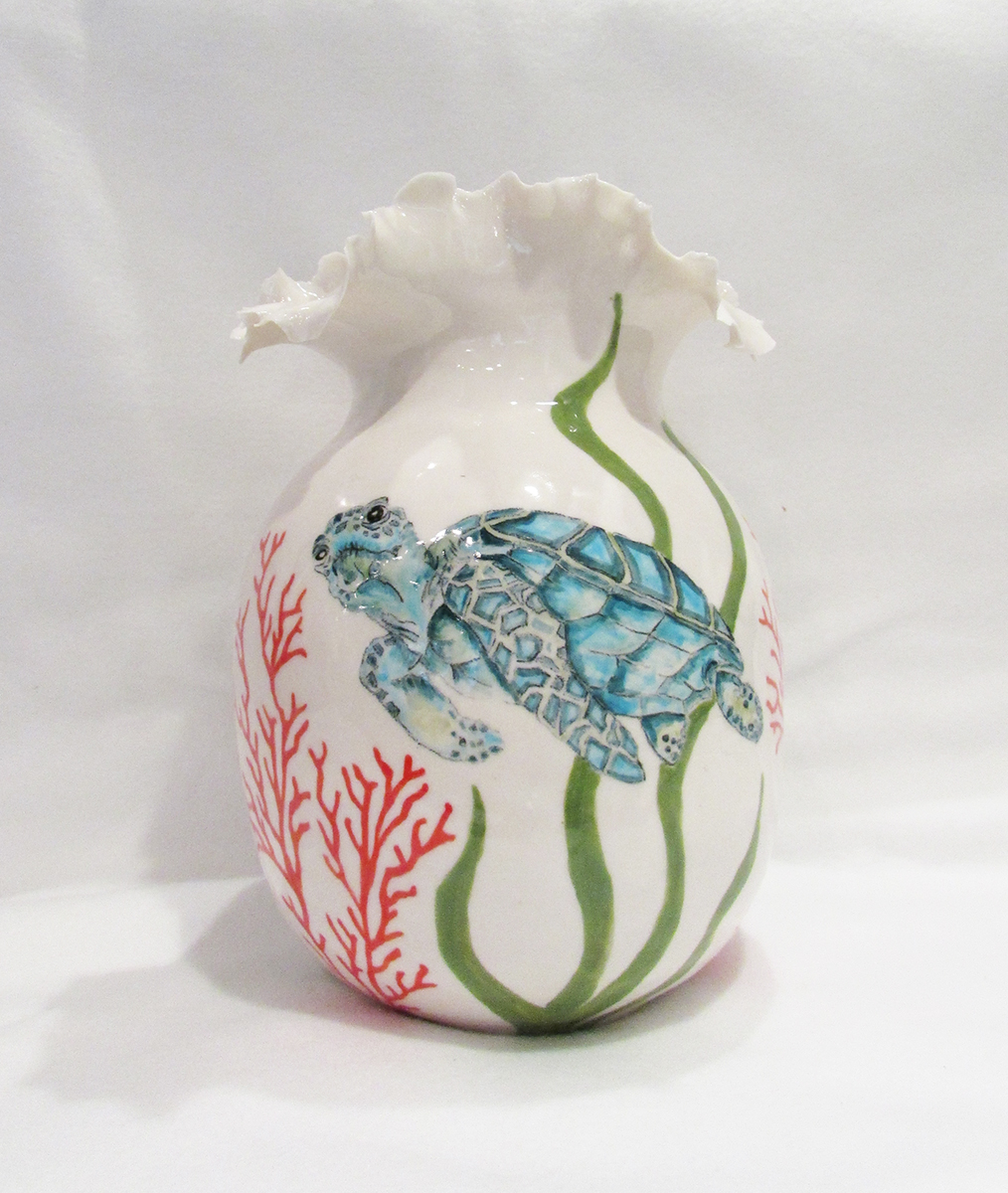 Painted Turtle Vase by THERESA HOWARD Objects
