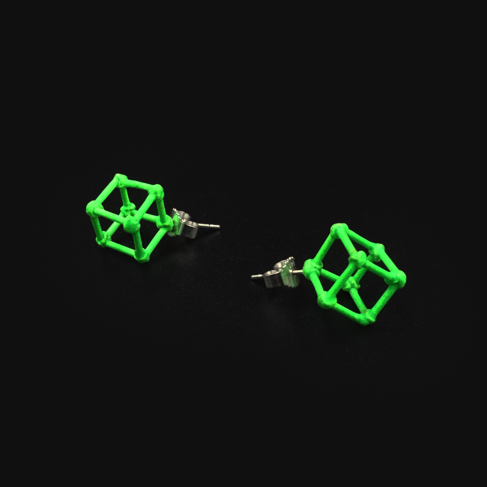 Earpins Cubes - Neon Green by Floor Mommersteeg