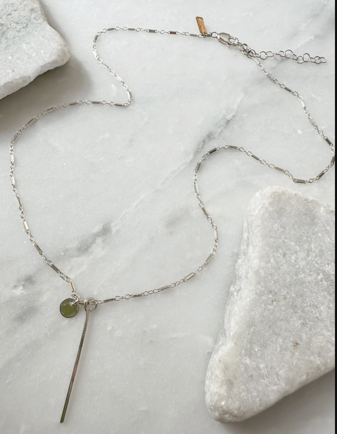 Image of Bar with Coin Accent on Bar Link Chain Necklace, Sterling by  RACH B Jewelry