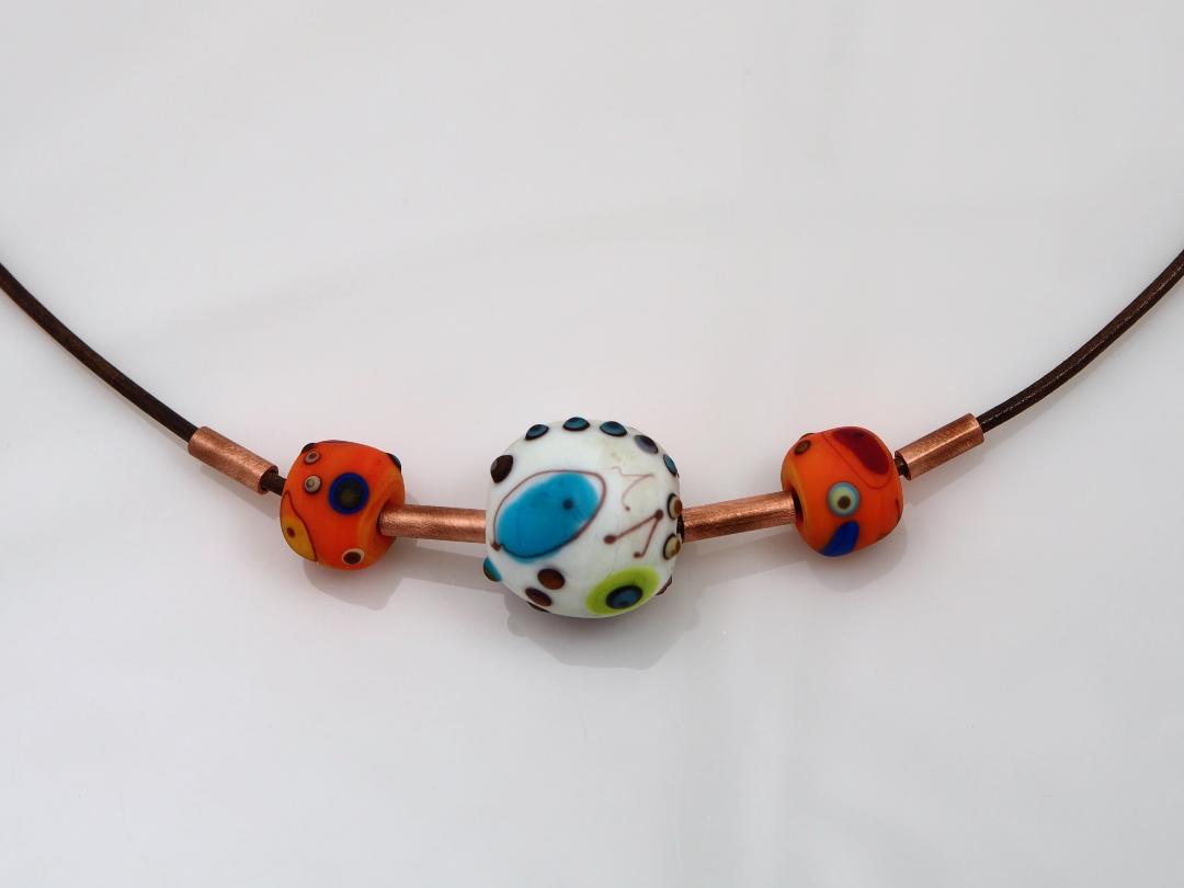Image of Miro Handblown Glass/Leather Necklace by Barbara Rand
