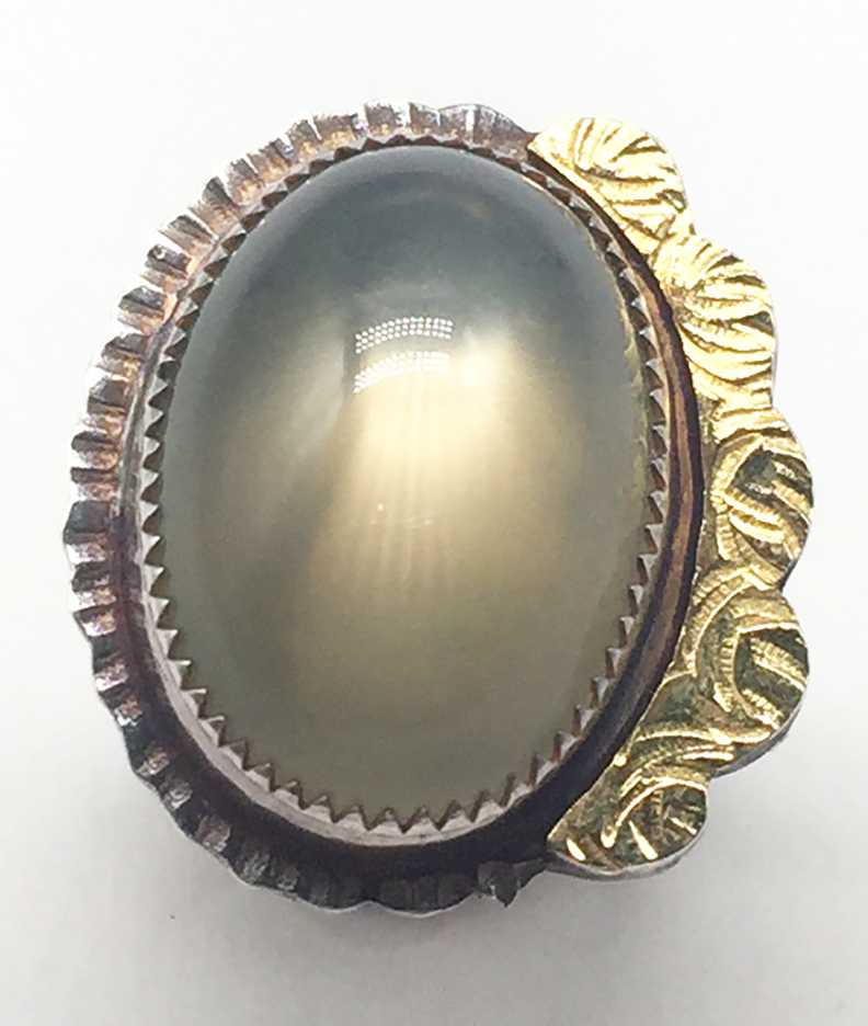 Image 1 for Moonstone, Sterling and 22k Ring Size 7 Moonstone, Sterling and 22k Ring Size 7