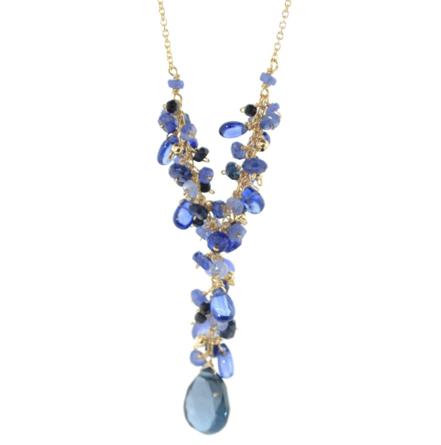 Petite Clusters Necklace, London Blue Topaz
