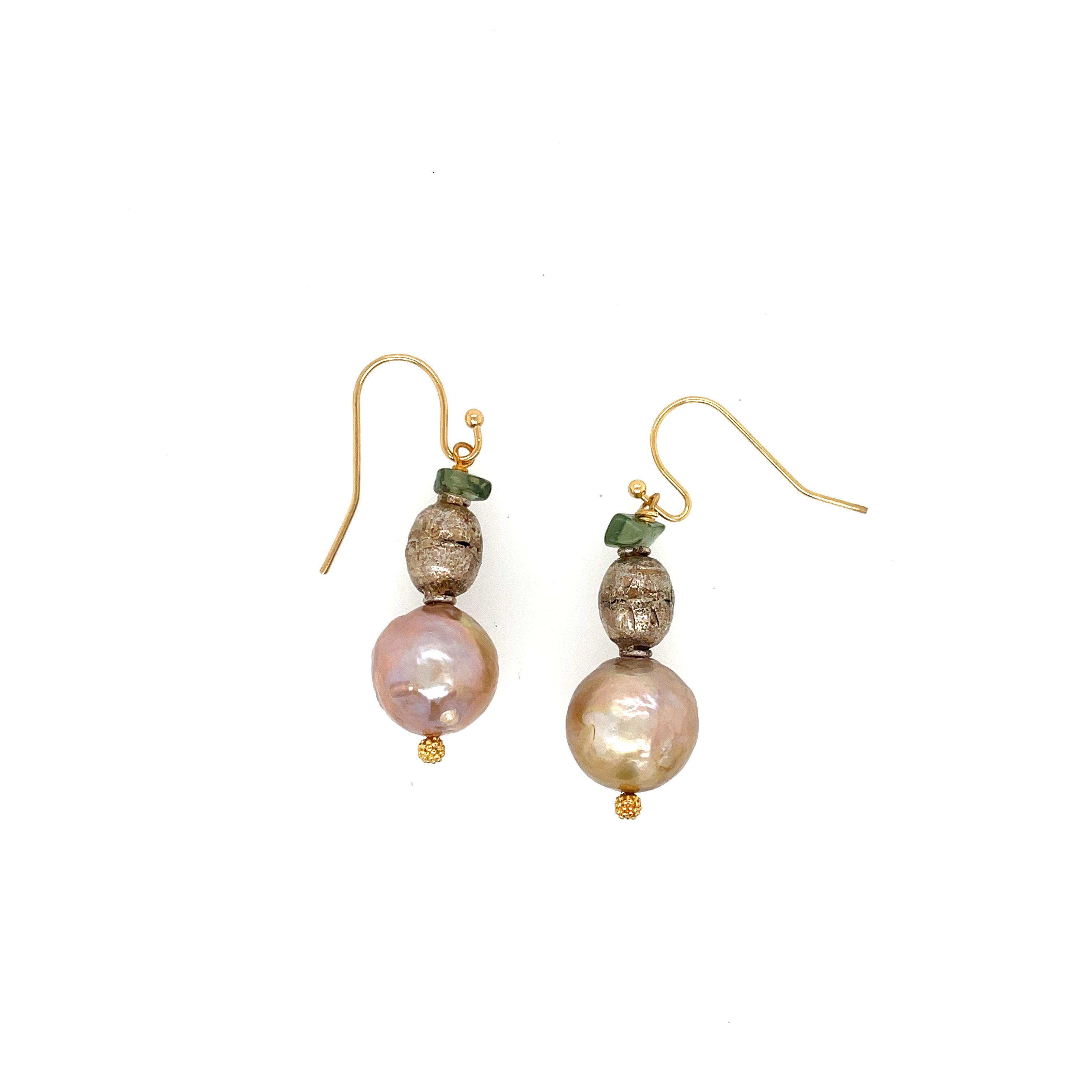 Cotton candy colored natural causes, Mika dangles, and gold filled hooks