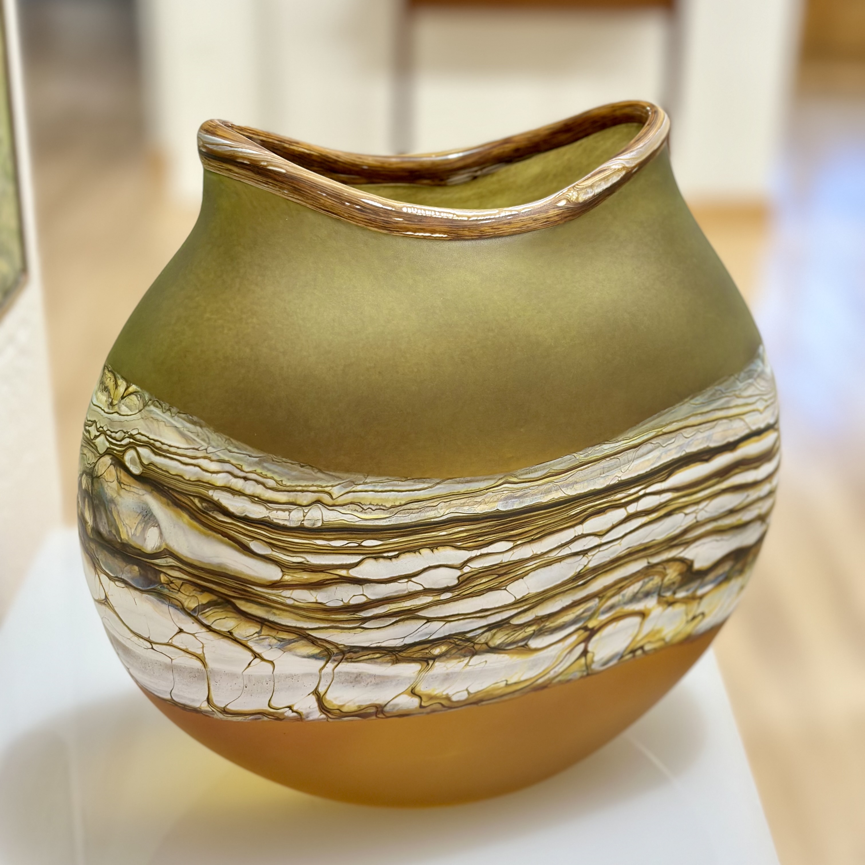 Image of Agate Flat Vessel Lime/Tangerine by Stephen Gartner & Danielle Blade