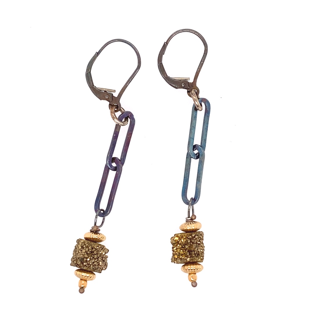 Pyrite and Sterling Earring