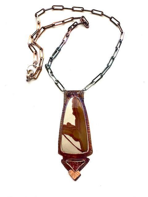 Image 2 for Sterling Silver, Fine Silver Bezels, 18k, Owyhee Jasper, Quartz Druzy, Sterling Silver Necklace, 21