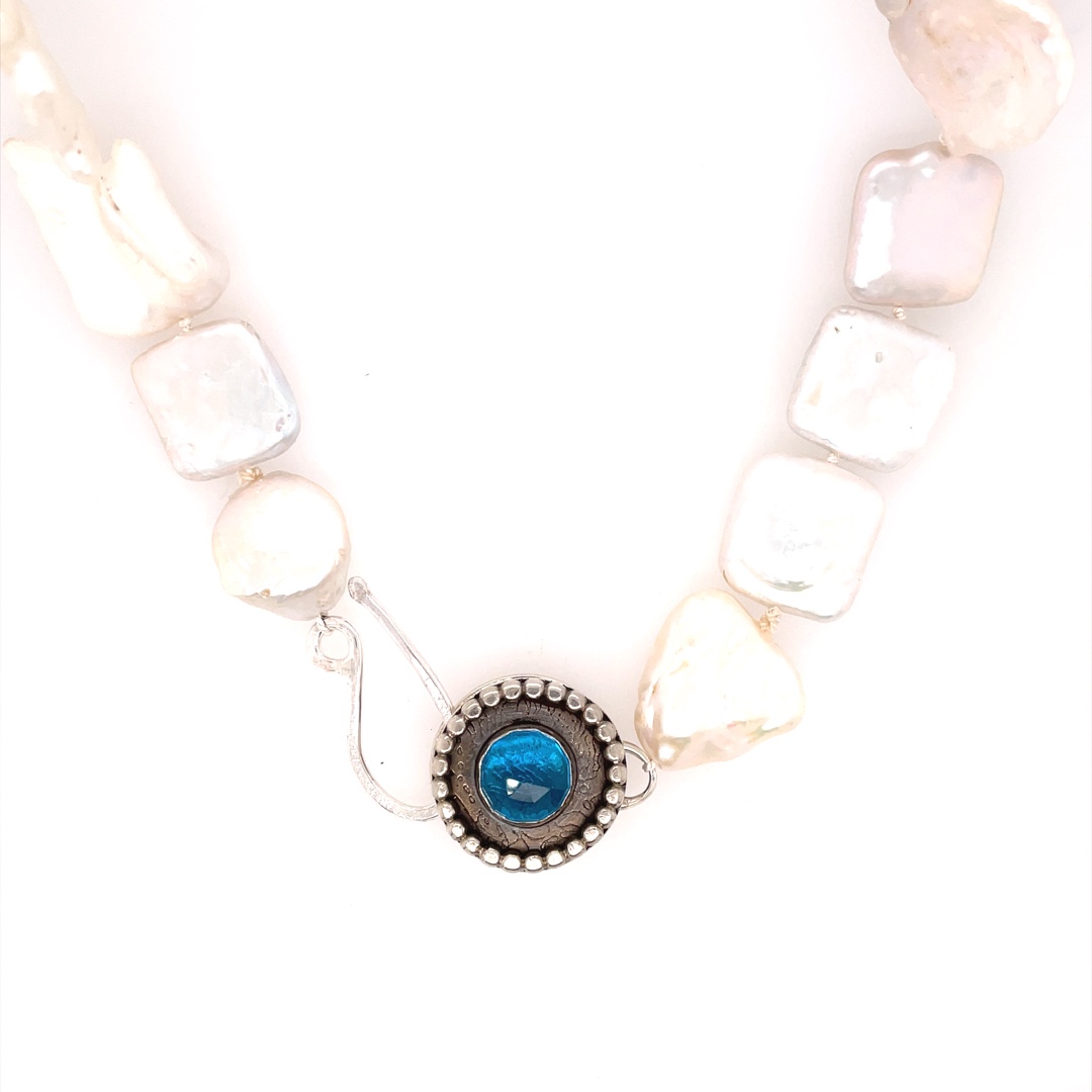 Image 1 for Long Baroque Pearl Necklace with Hand Fabricated Clasp Long Baroque Pearl Necklace with Hand Fabricated Clasp