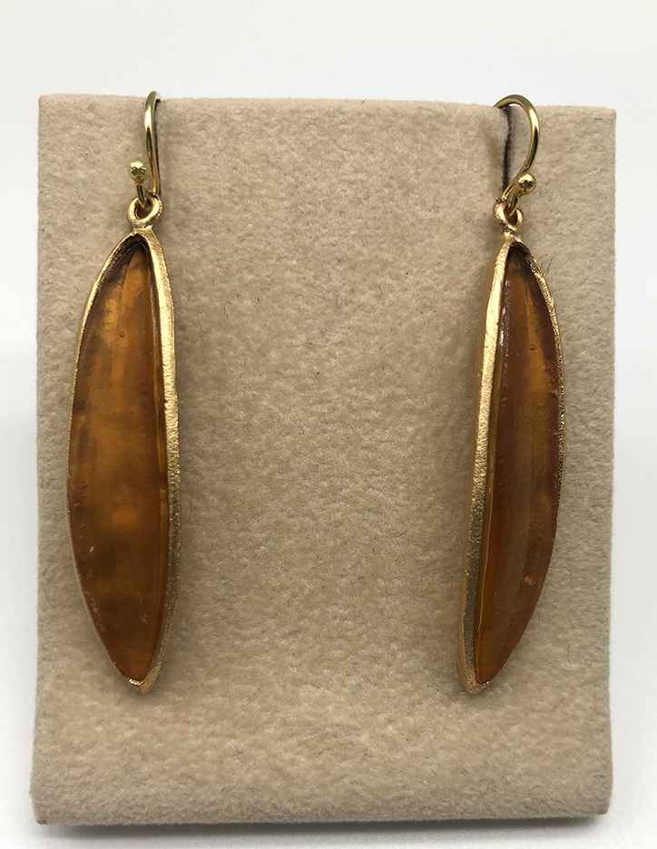 Image 1 for Long Leaf Wire Earring in Brown 2 Long Leaf Wire Earring in Brown 2