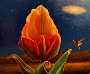 Image of Tulip with Hummingbird by John A. Sayers
