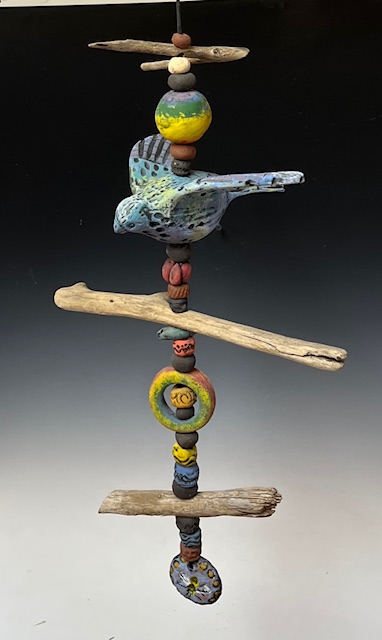 Image of One Bird Hanging Totem by Nancy Briggs