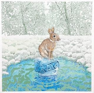 Image of Snow Bunny on Statue by Miles Bair