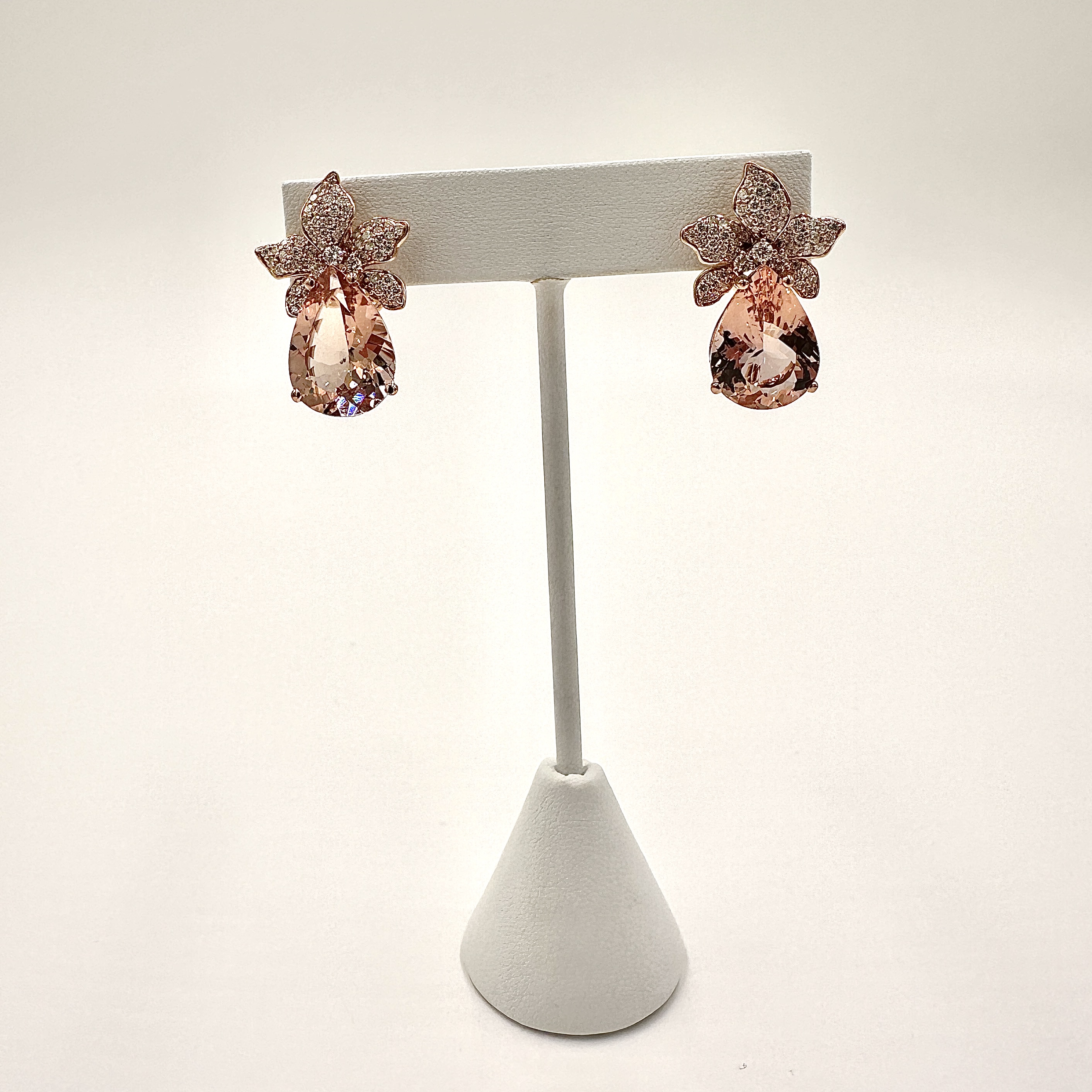 Image of 18 Karat Pink Gold, Diamond and Champagne Morganite Earrings with Detachable Hooks for Dangles by Marcia McDonough