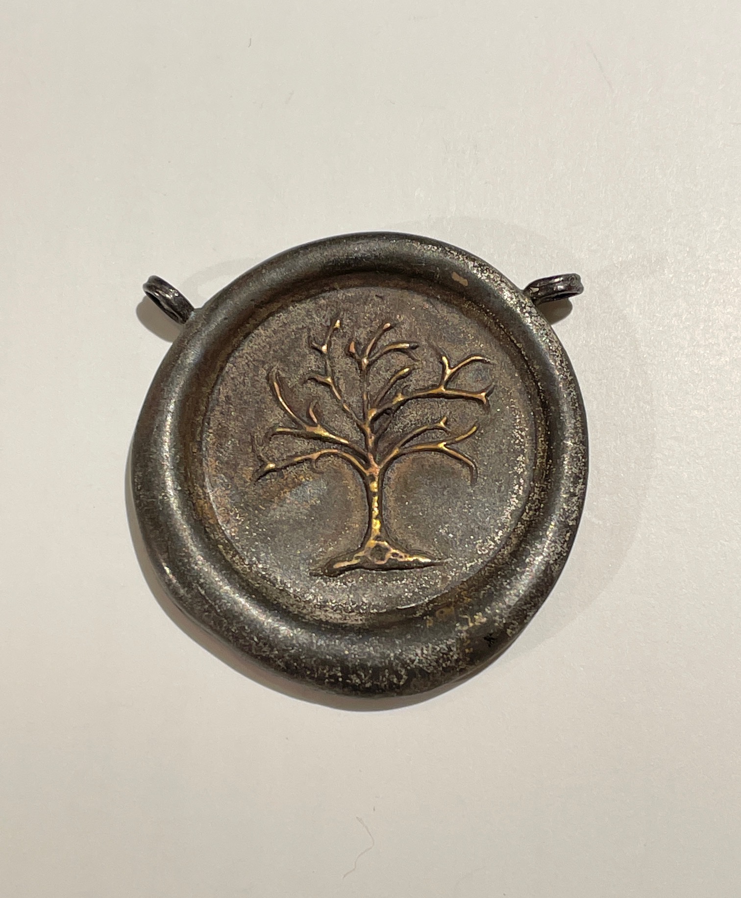 Medium Tree of Legends Brass Centerpiece with Grey Oxidized Patina