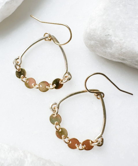 Image of Coin Chain Drape Mini Earrings, 14k Gold Fill by  RACH B Jewelry