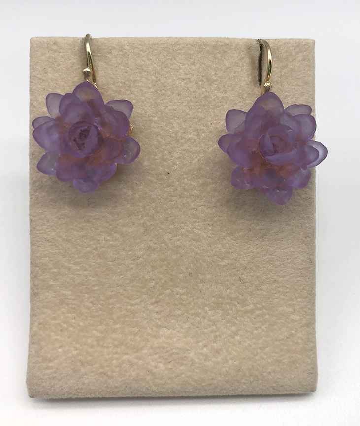 Image 1 for Lotus Wire Earrings in Lavender 1 Lotus Wire Earrings in Lavender 1