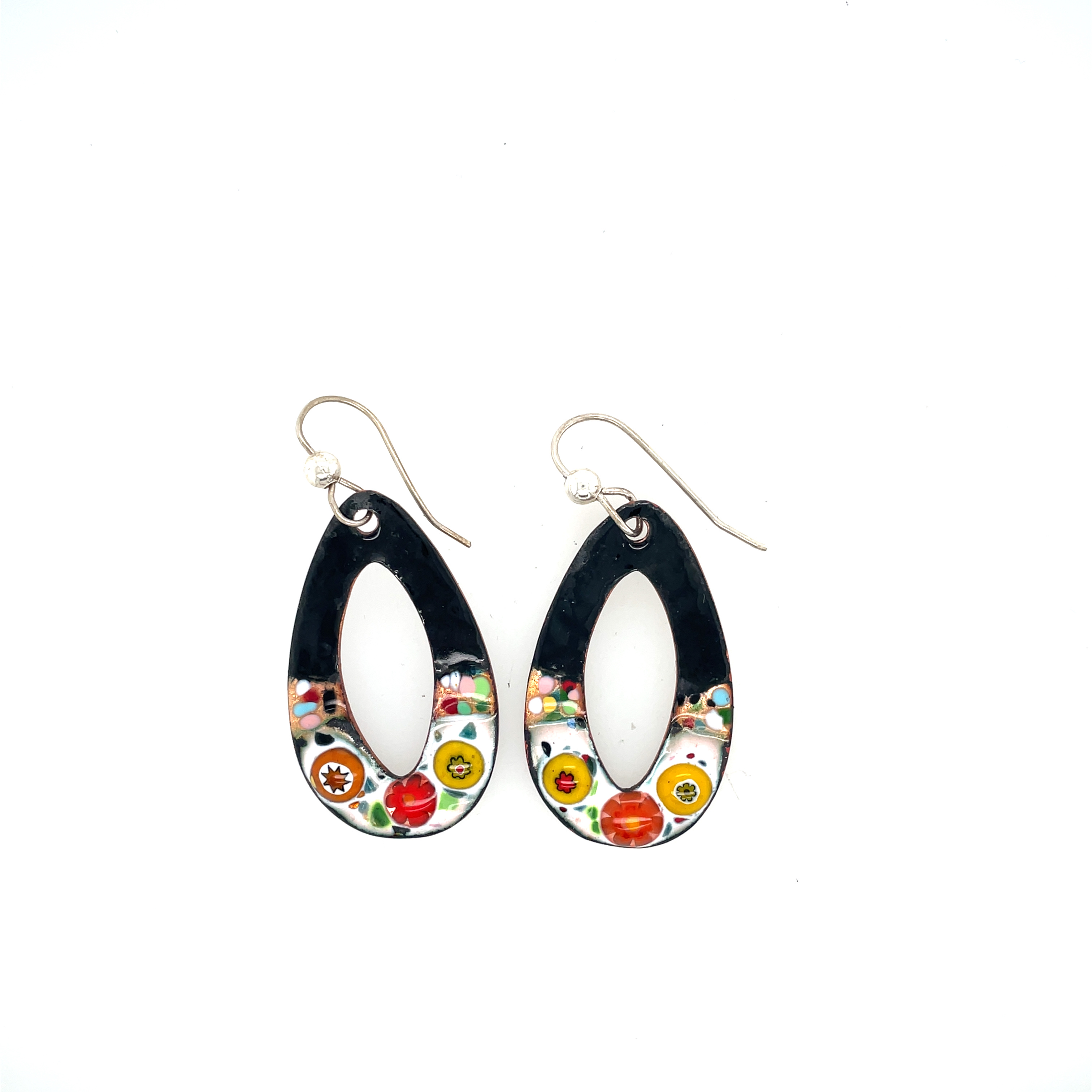 Oval Ring Style with Millefiori Beads, and Black