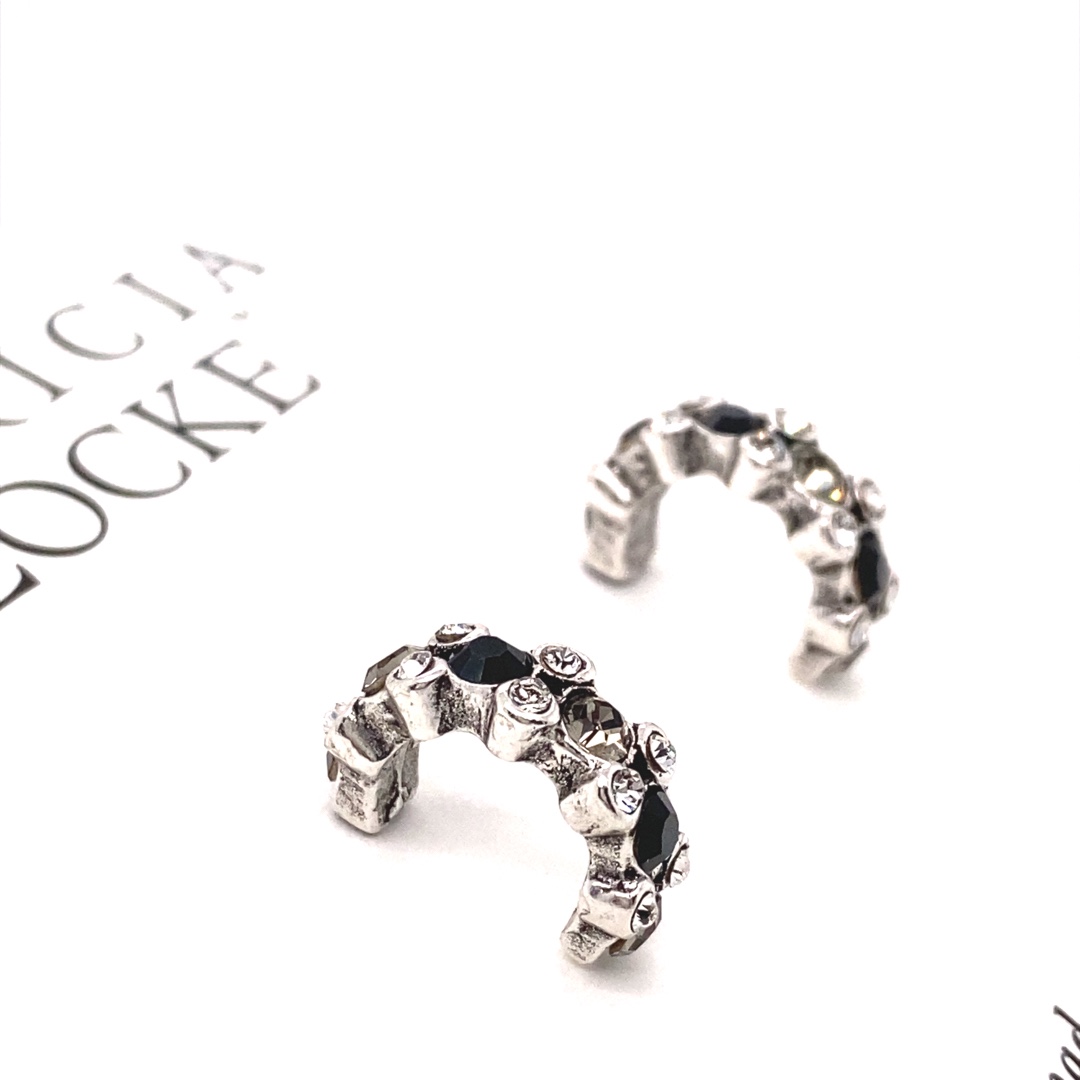 Atomic Earrings in Silver, Black & White