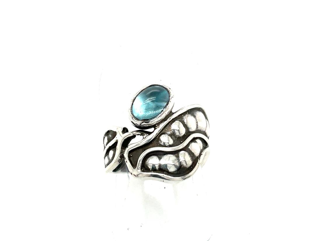 Image of Double Pea Pod Sterling Ring with Blue Topaz by Sue Sachs