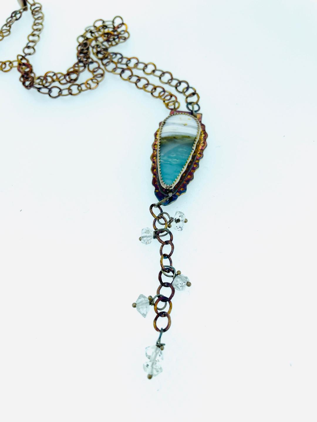 Image 1 for Blue Opal Petrified Wood and Herkimer Diamonds Blue Opal Petrified Wood and Herkimer Diamonds