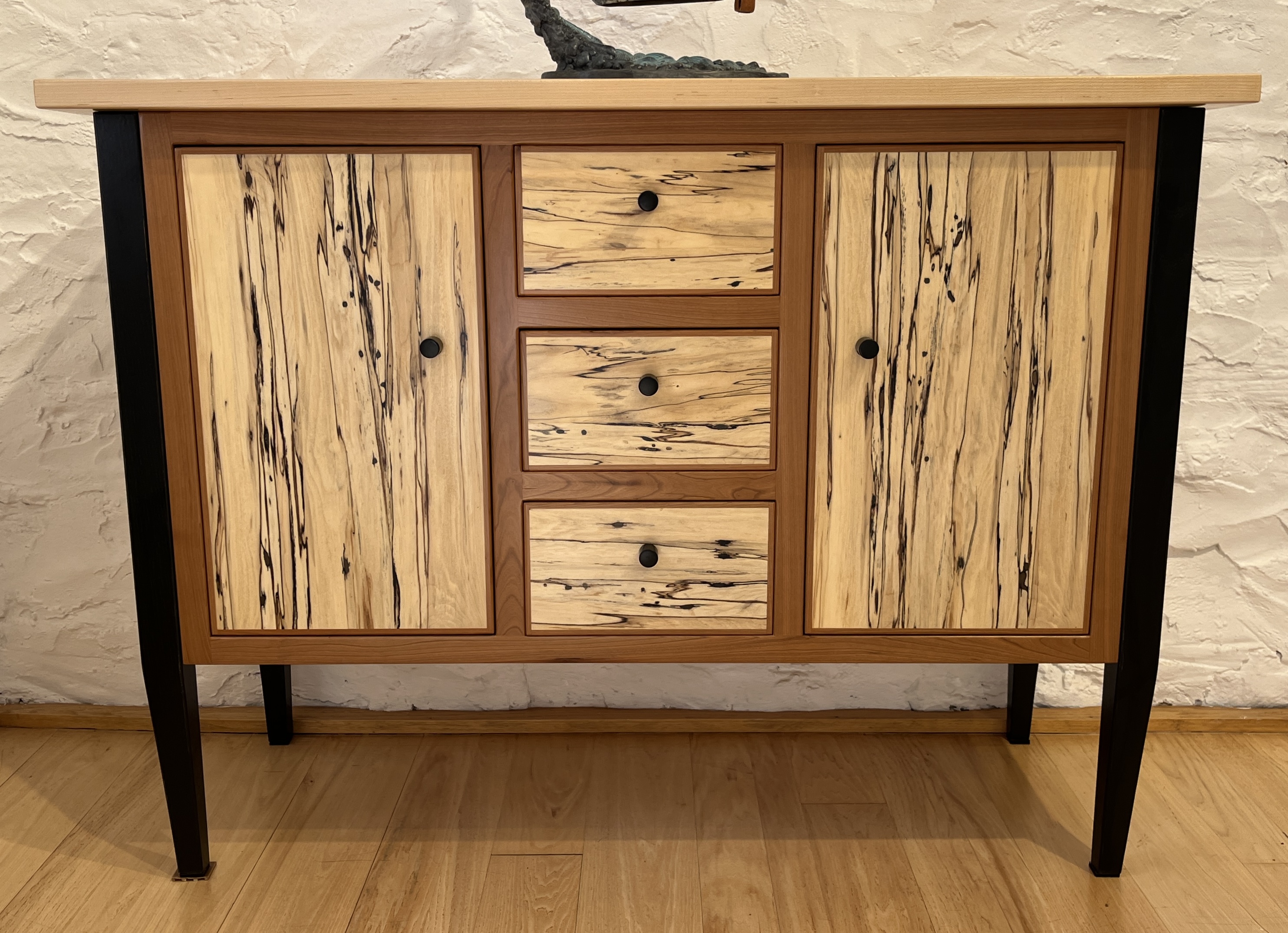 Cherry and Spalted Maple Sideboard Cabinet