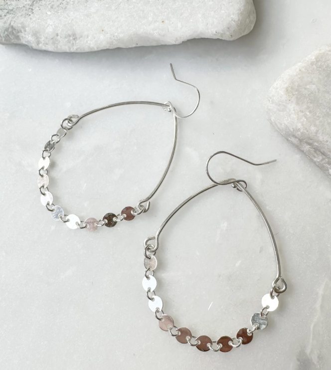Image of Coin Draped Chain Fan Earrings, Sterling by  RACH B Jewelry
