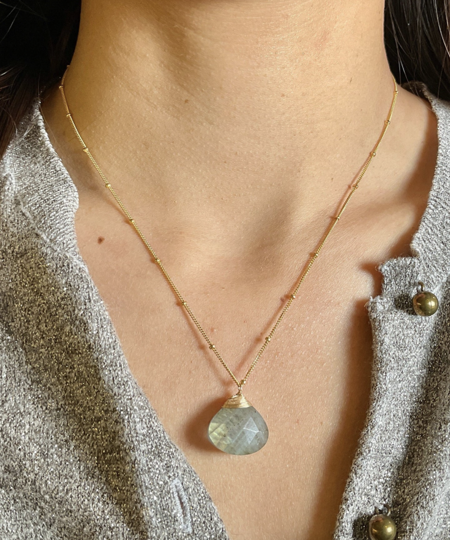 Image 2 for Wire Wrapped Gemstone Labradorite Necklace