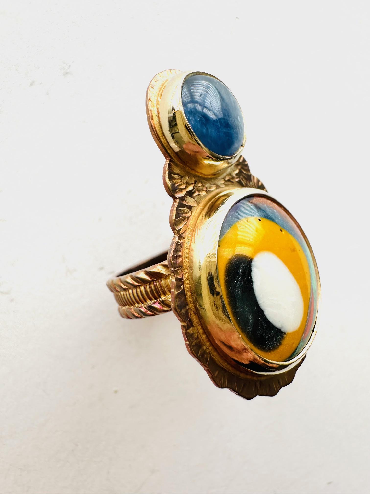 Image 2 for Sterling Silver, Fine Silver Bezels, Kyanite, and Surfite Ring, Size 7