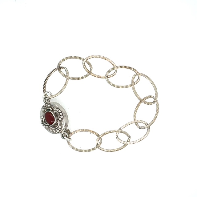 Image of Carnelian Slider Clasp Twist Oval Chain Bracelet, Sterling - Trunk Show by  RACH B Jewelry