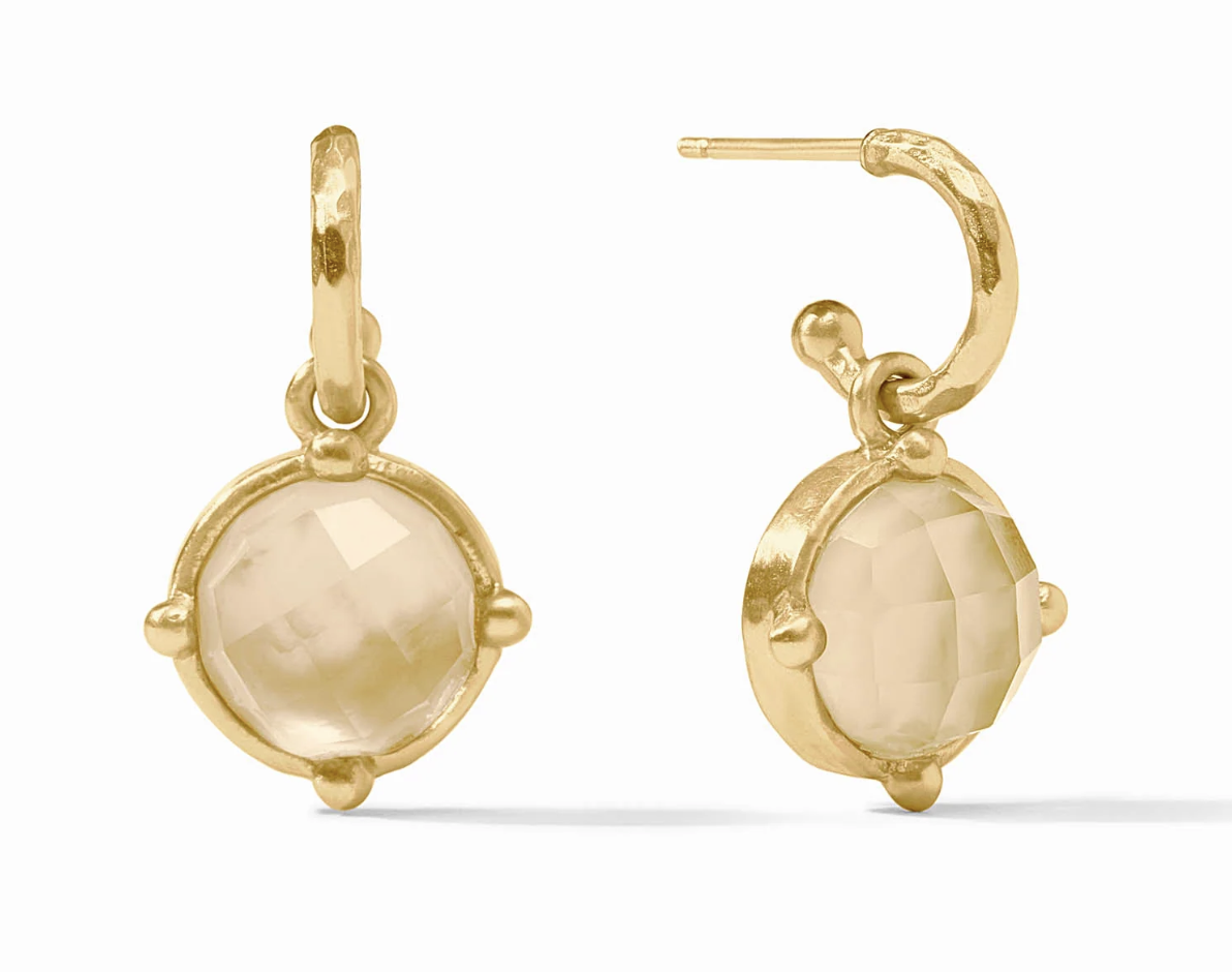 Image of Iridescent Champagne Honeybee Hoop & Charm Earrings by Julie Vos