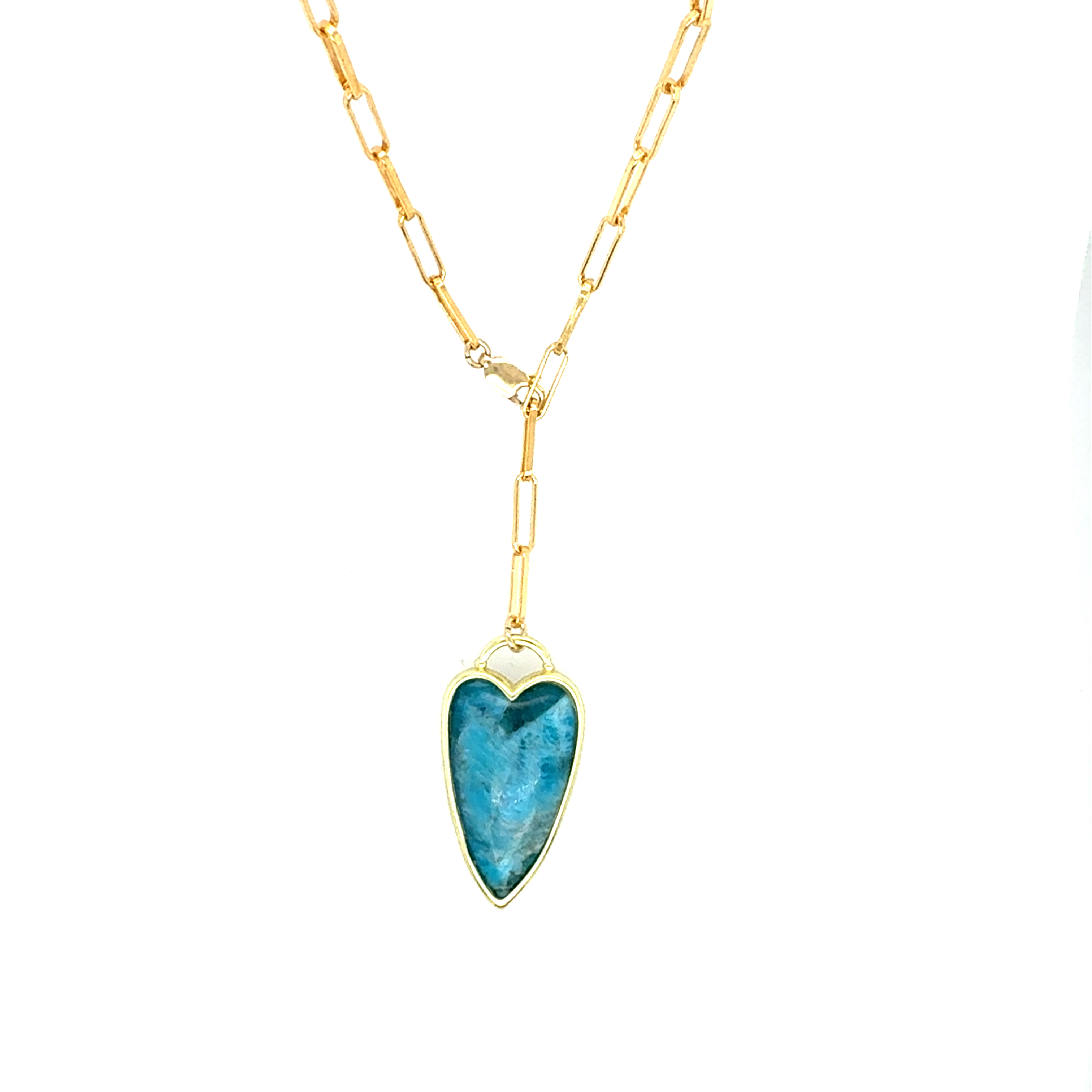 Image of Blue Jasper Lariat Y Drop Medium Paperclip Necklace - 14k Gold Fill - Trunk Show by  RACH B Jewelry