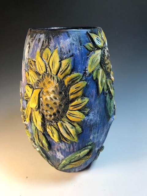 Blue Sunflower Vase